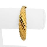 14k Yellow Gold 9.5g Graduated Spiral Hinged Bangle Bracelet Italy 7"