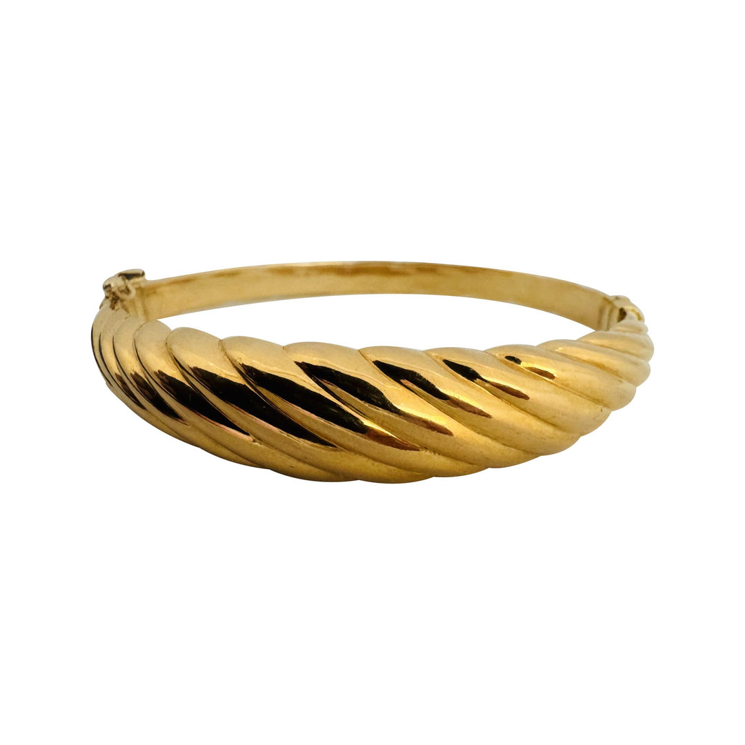 14k Yellow Gold 9.5g Graduated Spiral Hinged Bangle Bracelet Italy 7"