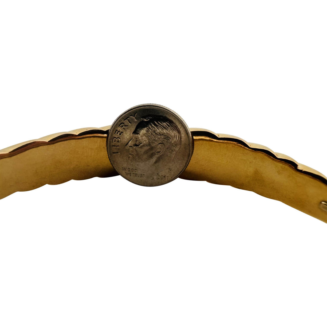 14k Yellow Gold 9.5g Graduated Spiral Hinged Bangle Bracelet Italy 7"