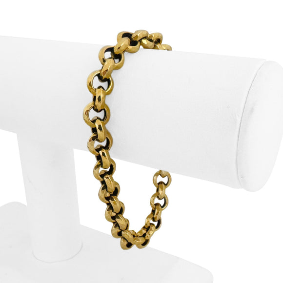 14k Yellow Gold 15.3g Vintage Beveled Rolo Link Bracelet Italy 7.75
