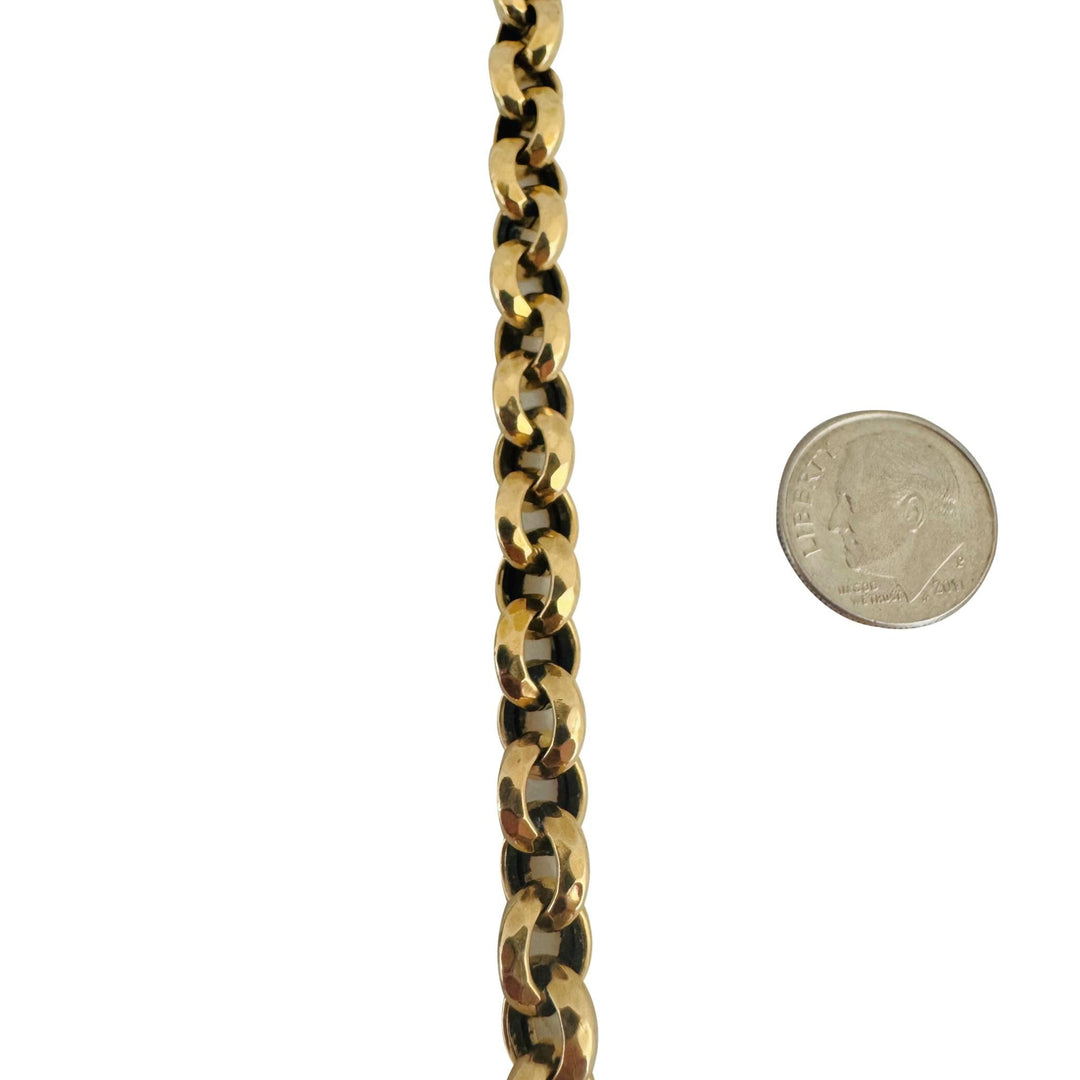 14k Yellow Gold 15.3g Vintage Beveled Rolo Link Bracelet Italy 7.75"