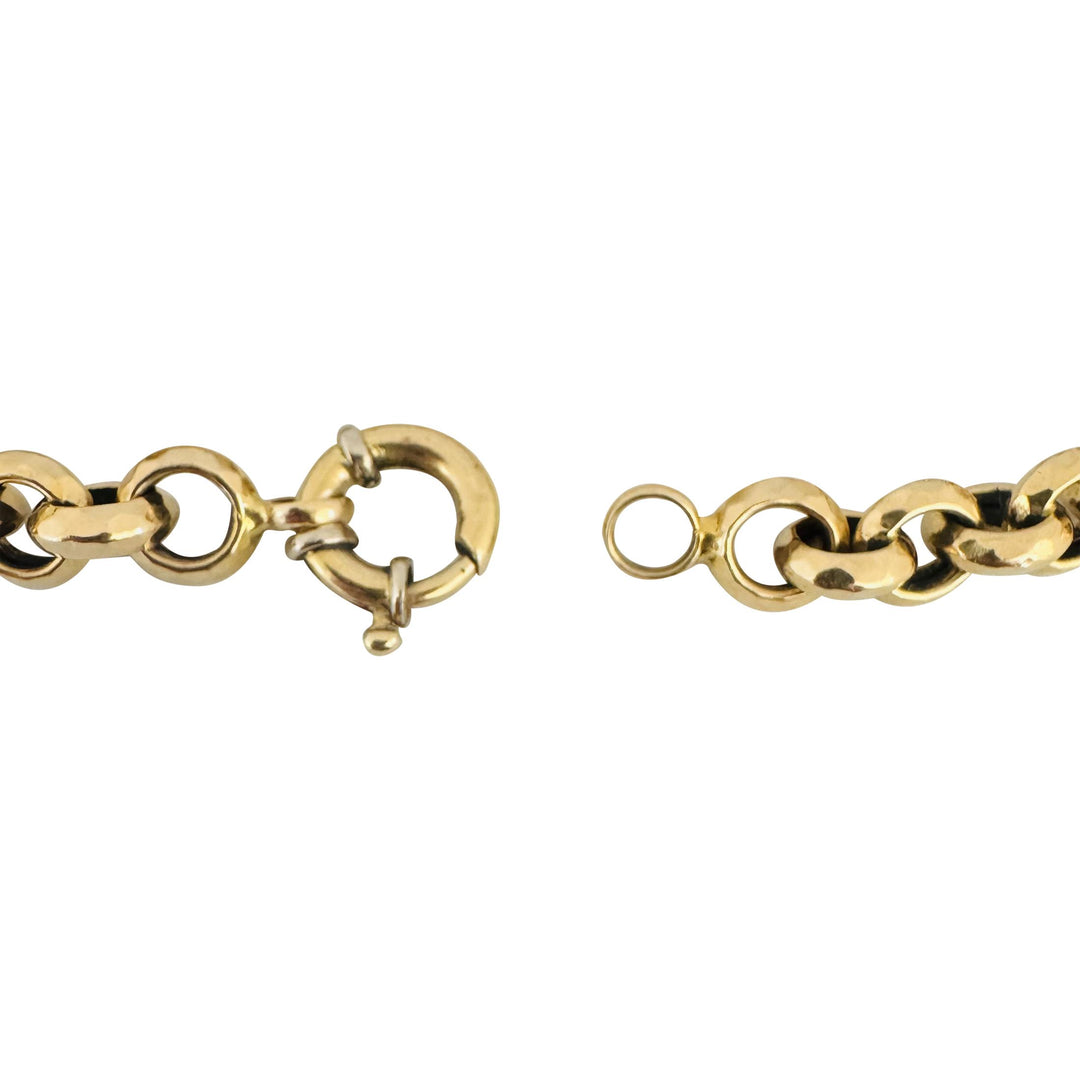 14k Yellow Gold 15.3g Vintage Beveled Rolo Link Bracelet Italy 7.75"