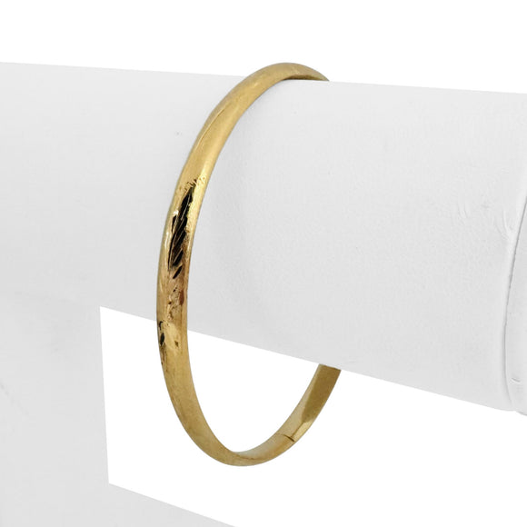 14k Yellow Gold 4.6g Ladies Vintage Floral 5mm Bangle Bracelet 7