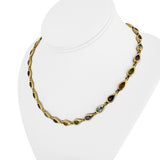 14k Yellow Gold and Bezel Set Multi Gemstone 37g Ladies Link Necklace 17"