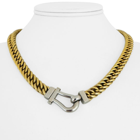 14k Yellow and White Gold 29g Ladies Thick Curb Link Chain Necklace Italy 18