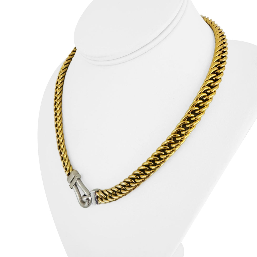 14k Yellow and White Gold 29g Ladies Thick Curb Link Chain Necklace Italy 18"