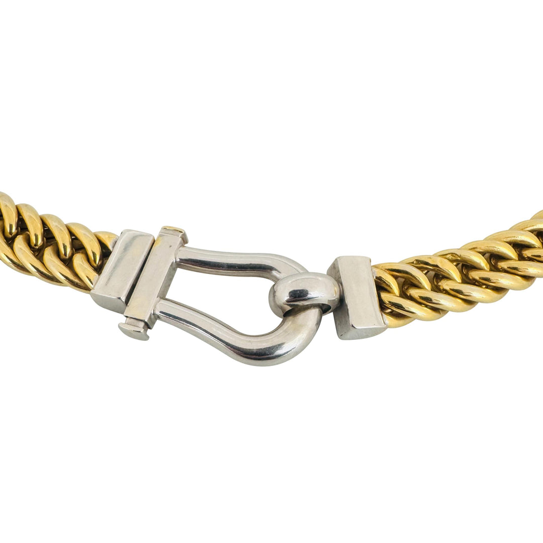 14k Yellow and White Gold 29g Ladies Thick Curb Link Chain Necklace Italy 18"