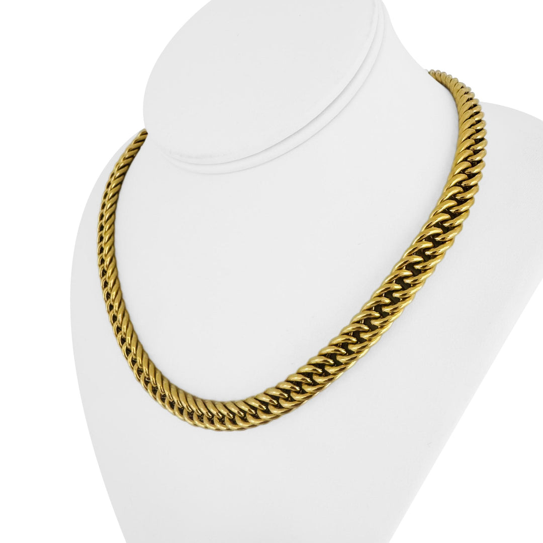 14k Yellow and White Gold 29g Ladies Thick Curb Link Chain Necklace Italy 18"