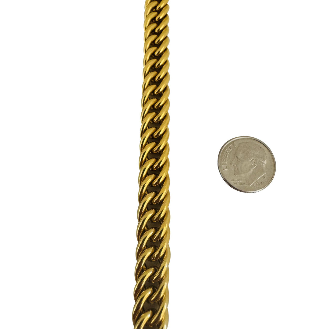 14k Yellow and White Gold 29g Ladies Thick Curb Link Chain Necklace Italy 18"