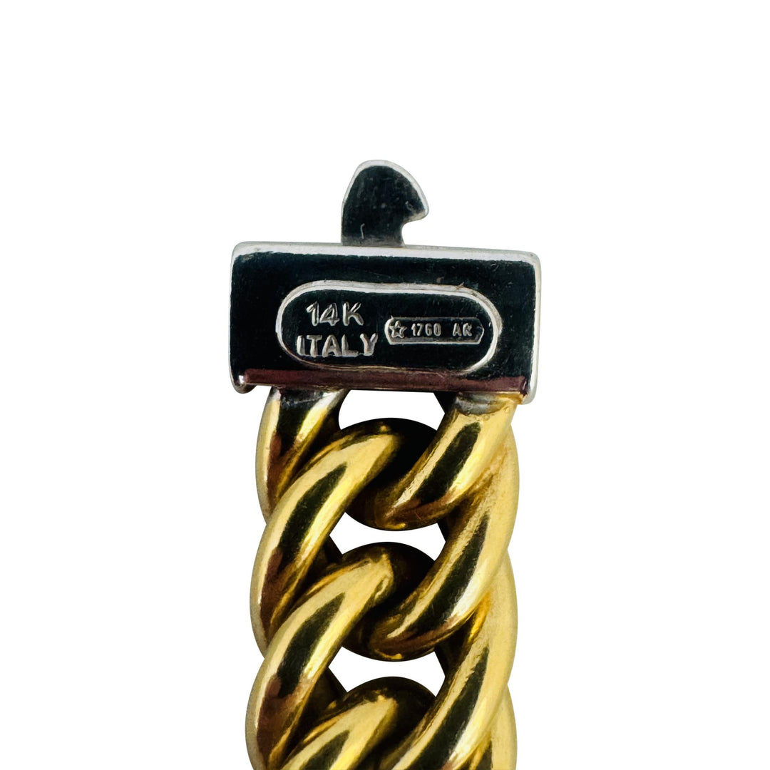 14k Yellow and White Gold 29g Ladies Thick Curb Link Chain Necklace Italy 18"