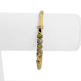 14k Yellow Gold 6.1g Peridot and Diamond Ladies Bangle Bracelet 6.75"