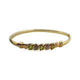 14k Yellow Gold 6.1g Peridot and Diamond Ladies Bangle Bracelet 6.75"