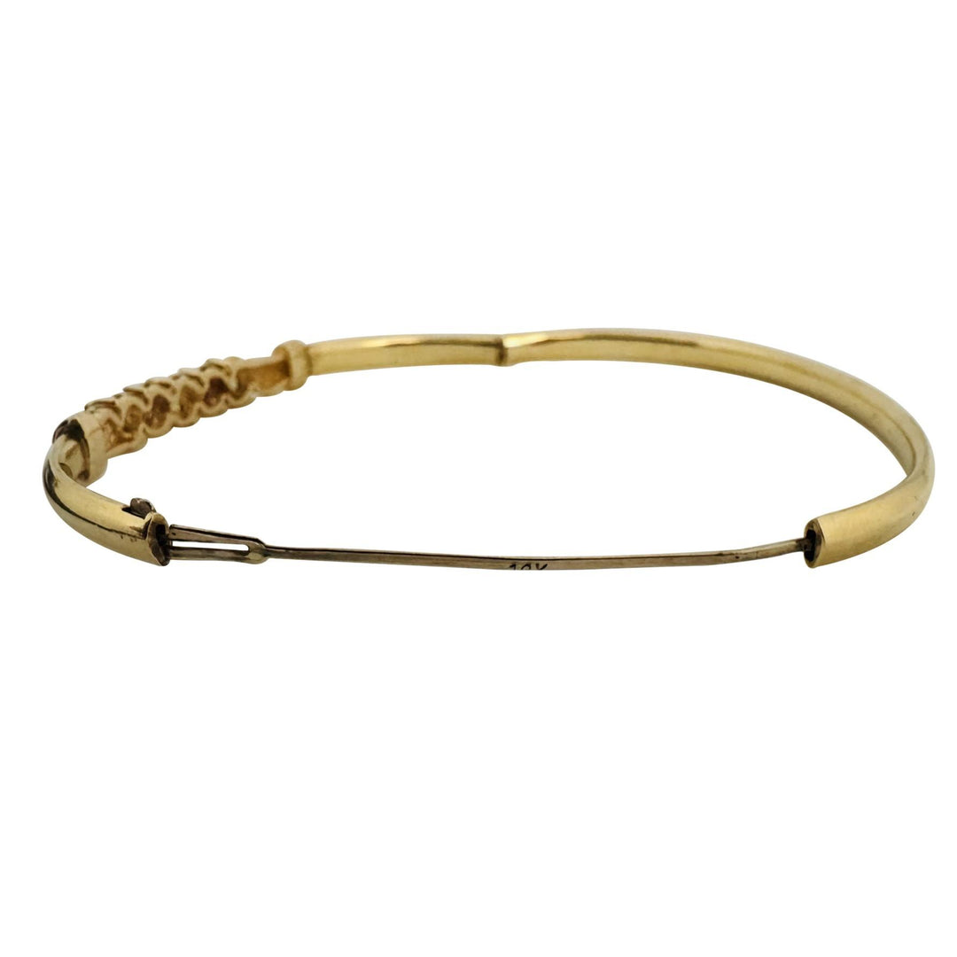 14k Yellow Gold 6.1g Peridot and Diamond Ladies Bangle Bracelet 6.75"