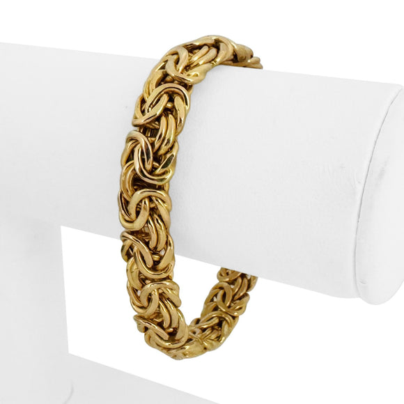 14k Yellow Gold 25g Heavy Thick 11mm Byzantine Link Bracelet Italy 7.5