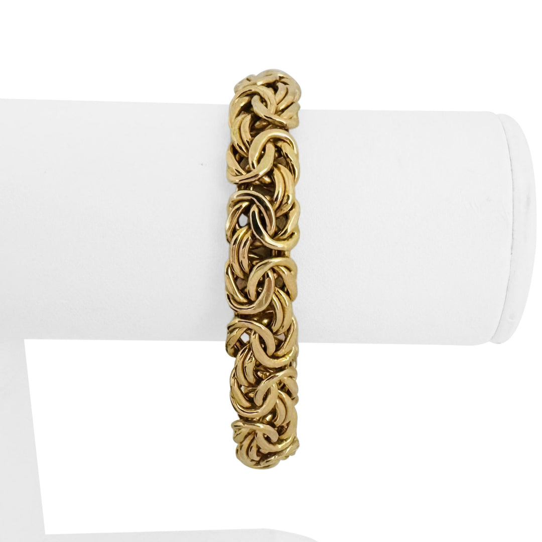 14k Yellow Gold 25g Heavy Thick 11mm Byzantine Link Bracelet Italy 7.5"