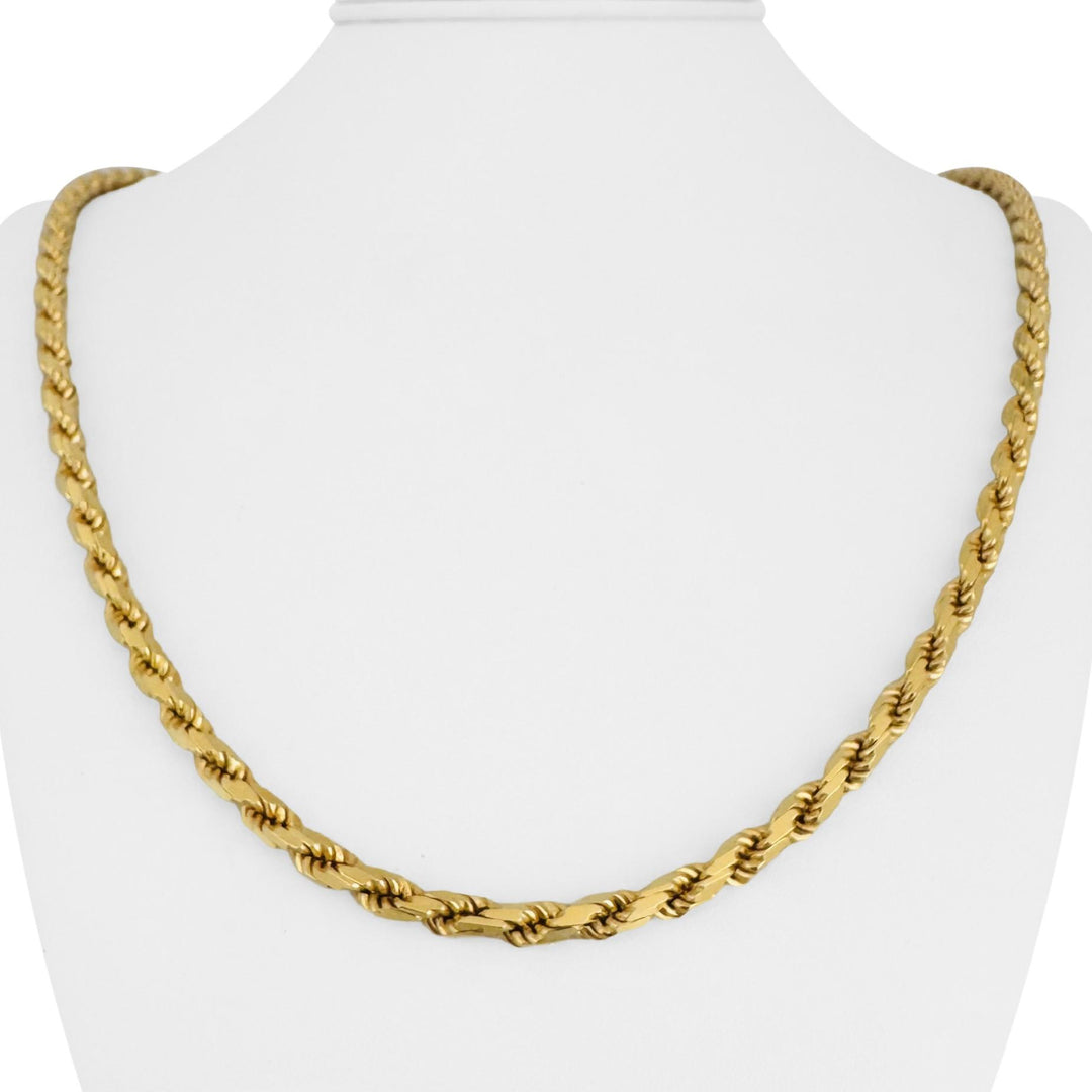 14k Yellow Gold 53.6g Solid Diamond Cut 4.5mm Rope Chain Necklace Italy 24"