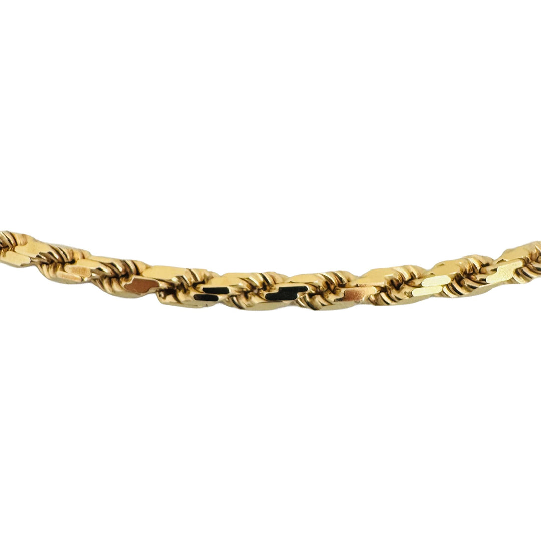14k Yellow Gold 53.6g Solid Diamond Cut 4.5mm Rope Chain Necklace Italy 24"