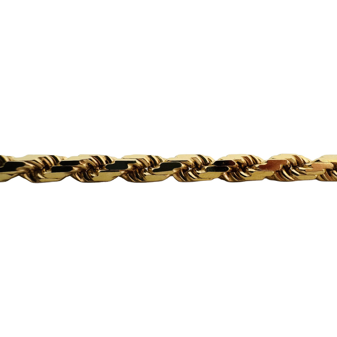 14k Yellow Gold 53.6g Solid Diamond Cut 4.5mm Rope Chain Necklace Italy 24"