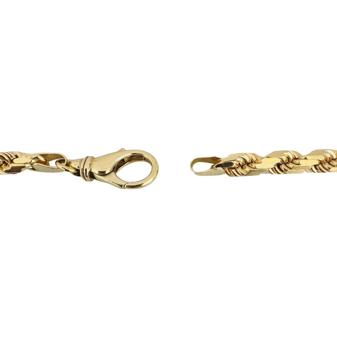14k Yellow Gold 53.6g Solid Diamond Cut 4.5mm Rope Chain Necklace Italy 24"