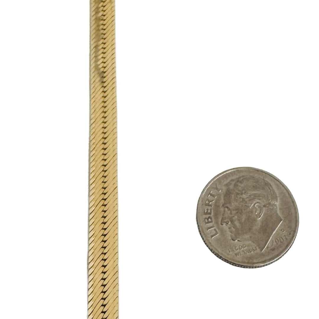14k Yellow Gold 19.5g Solid Thick 5mm Herringbone Link Necklace Italy 18"