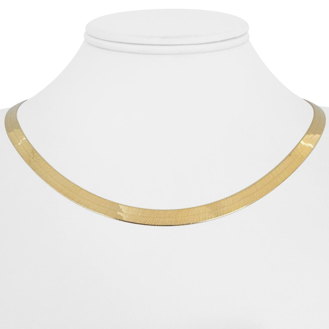14k Yellow Gold 10g Flat Silky 5.5mm Milor Herringbone Link Necklace Italy 18"