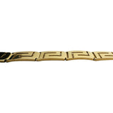 14k Yellow Gold 16g Solid Polished 8.5mm Greek Key Panel Link Bracelet 7"