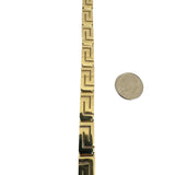 14k Yellow Gold 16g Solid Polished 8.5mm Greek Key Panel Link Bracelet 7"