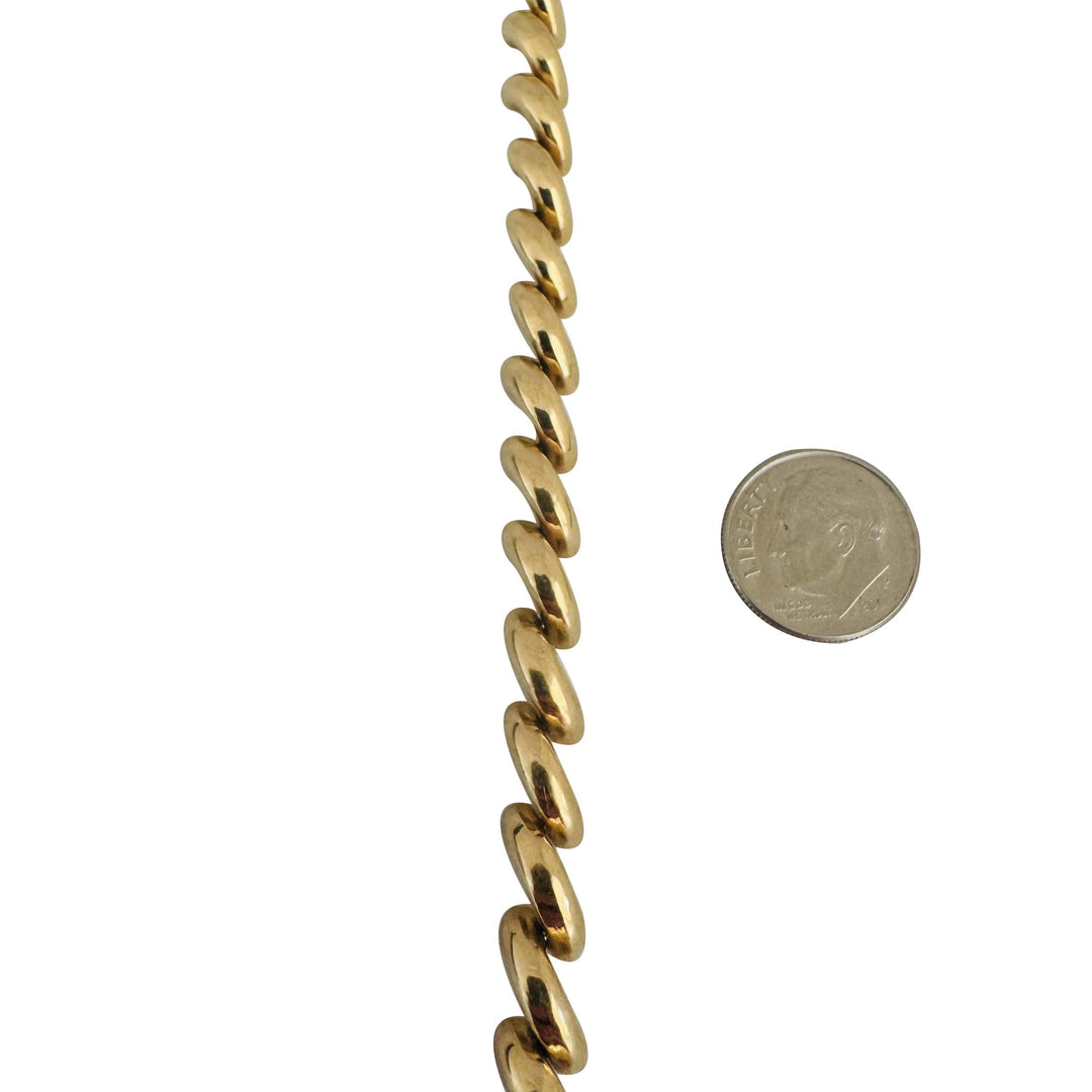 14k Yellow Gold 12.5g Ladies Polished 7mm San Marco Link Bracelet 7.25"