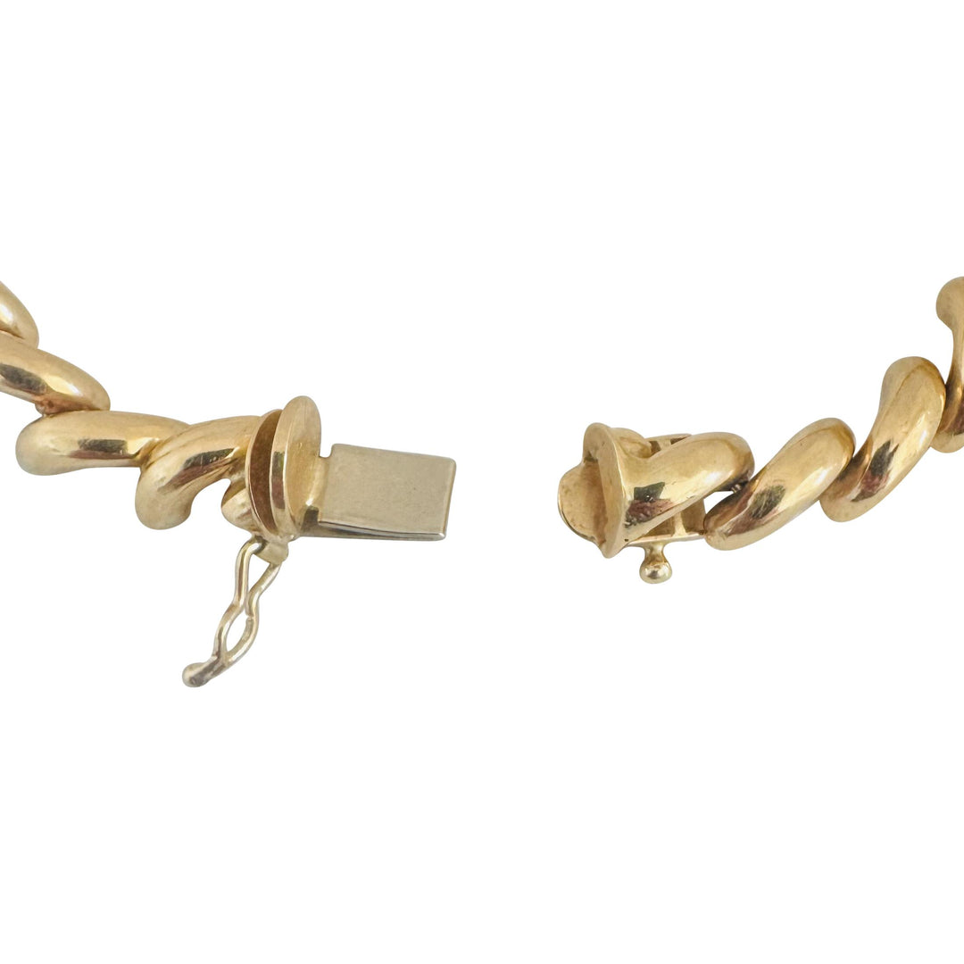 14k Yellow Gold 12.5g Ladies Polished 7mm San Marco Link Bracelet 7.25"