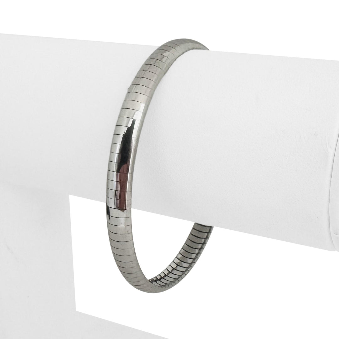 14k White Gold 17g Solid 6mm Omega Link Bracelet Italy 7"