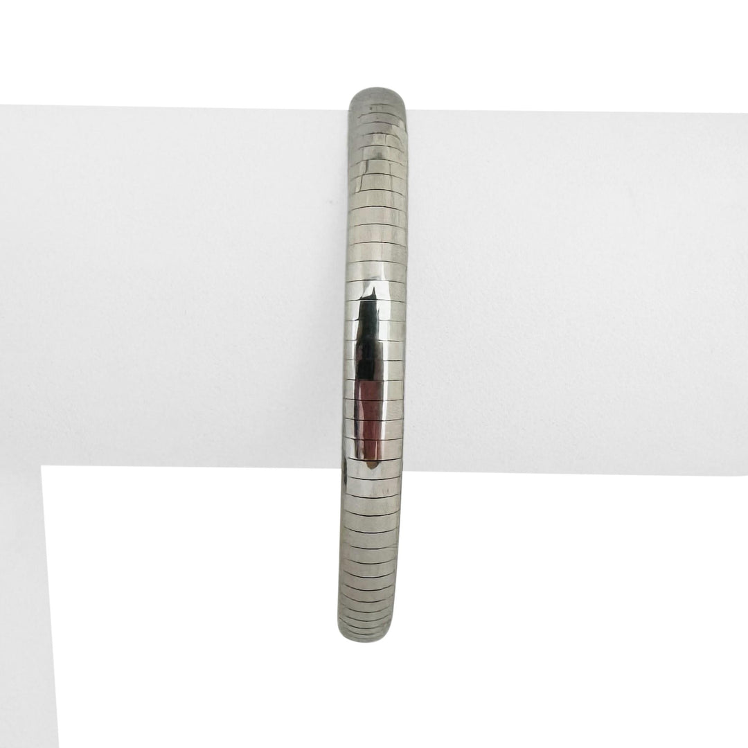 14k White Gold 17g Solid 6mm Omega Link Bracelet Italy 7"