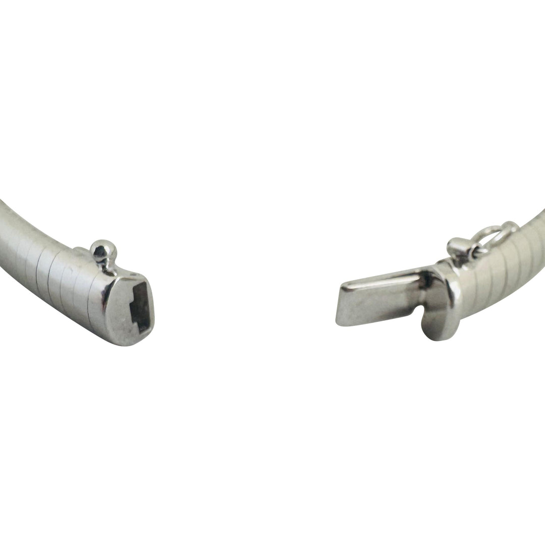 14k White Gold 17g Solid 6mm Omega Link Bracelet Italy 7"