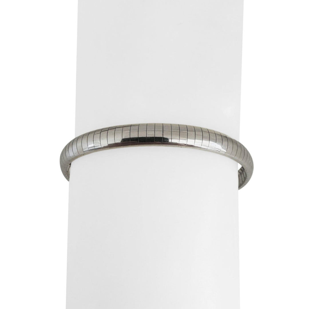 14k White Gold 17g Solid 6mm Omega Link Bracelet Italy 7"