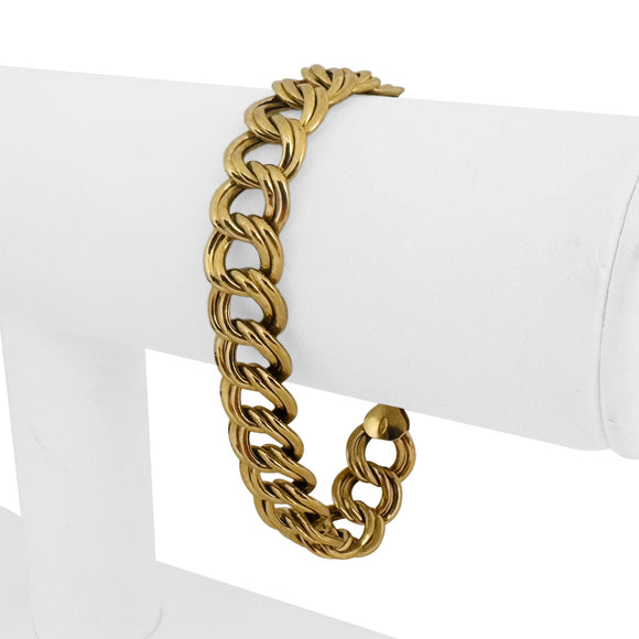 14k Yellow Gold 10.6g Hollow Light 11mm Double Curb Link Bracelet 7