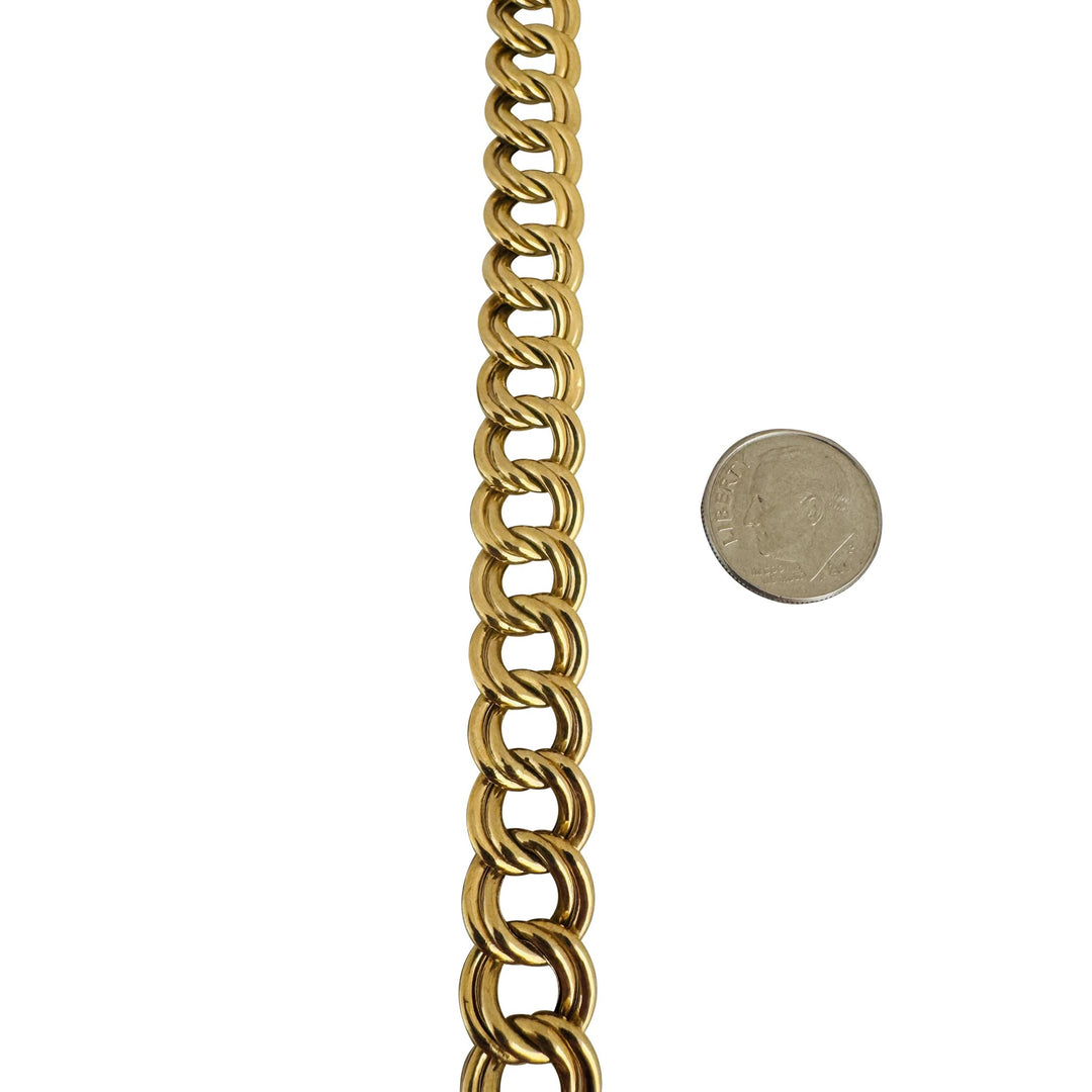 14k Yellow Gold 10.6g Hollow Light 11mm Double Curb Link Bracelet 7"