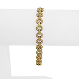 14k Yellow White and Rose Gold 10g Ladies Fancy Link Bracelet Italy 7"