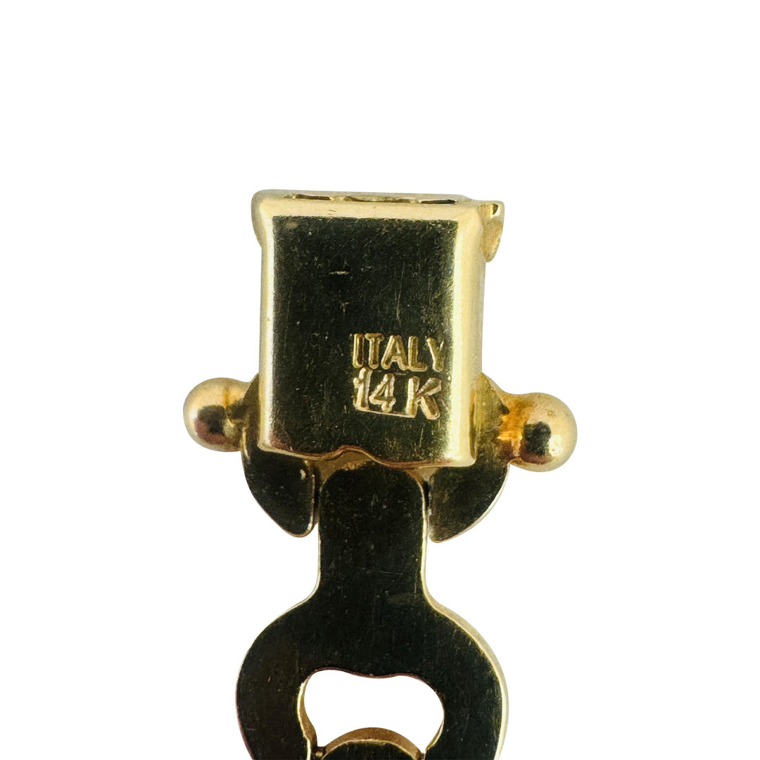 14k Yellow White and Rose Gold 10g Ladies Fancy Link Bracelet Italy 7"