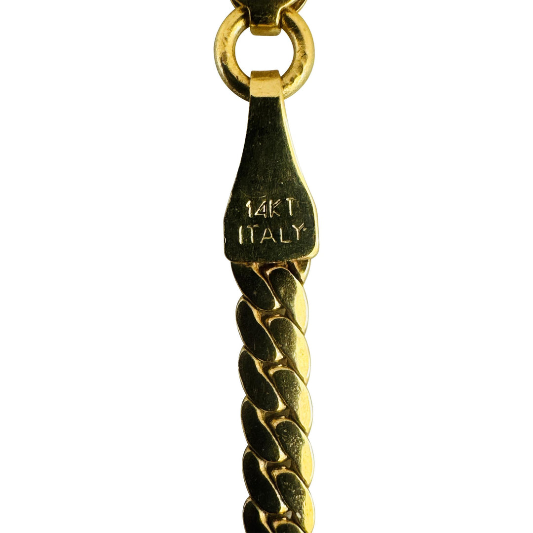 14k Yellow Gold 7.3g Emerald and Diamond Herringbone Pendant Necklace Italy 17"