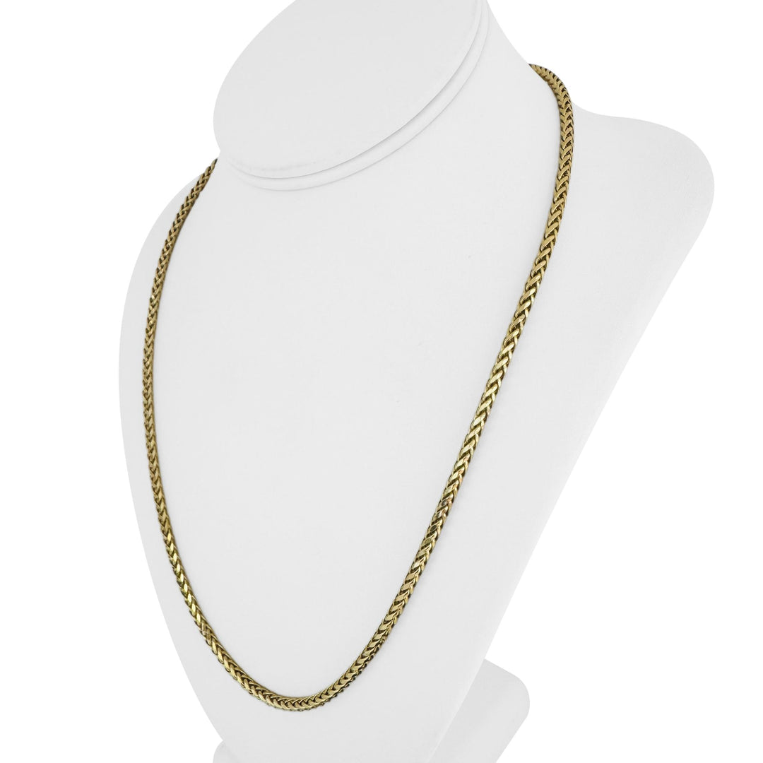 10k Yellow Gold 9.5g Hollow Light 3.2mm Wheat Link Chain Necklace 22"