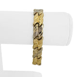 14k Yellow and White Gold 15.8g Two Tone 11mm Fancy Link Bracelet Italy 7.25"