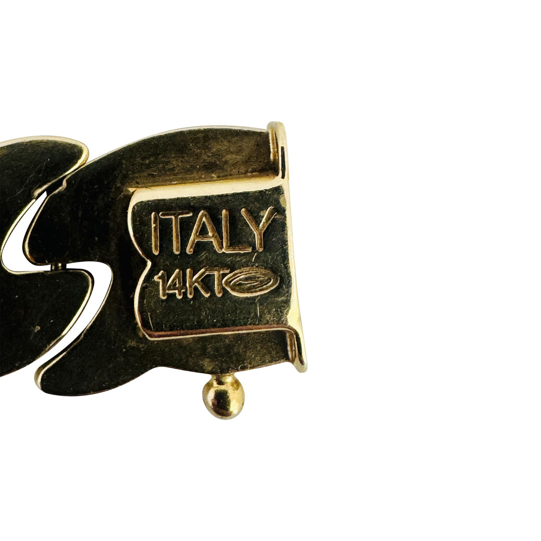 14k Yellow and White Gold 15.8g Two Tone 11mm Fancy Link Bracelet Italy 7.25"