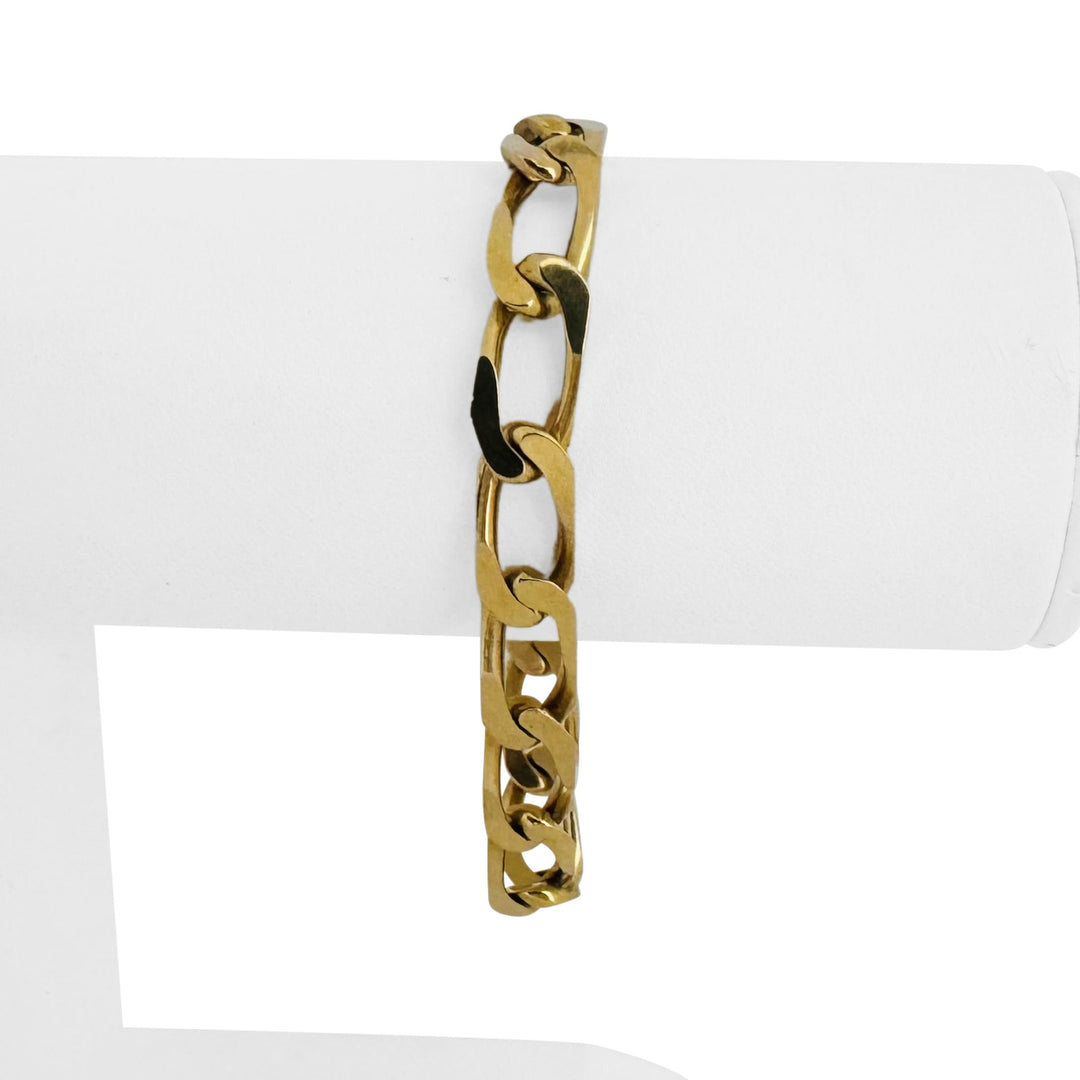 14k Yellow Gold 21g Solid Vintage UnoAErre 8mm Curb Link Bracelet Italy 7.25"