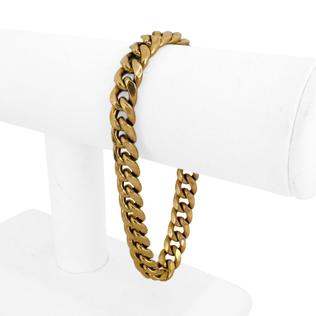 14k Yellow Gold 21.4g Semi Solid 9mm Men's Vintage Curb Link Bracelet 8.75"