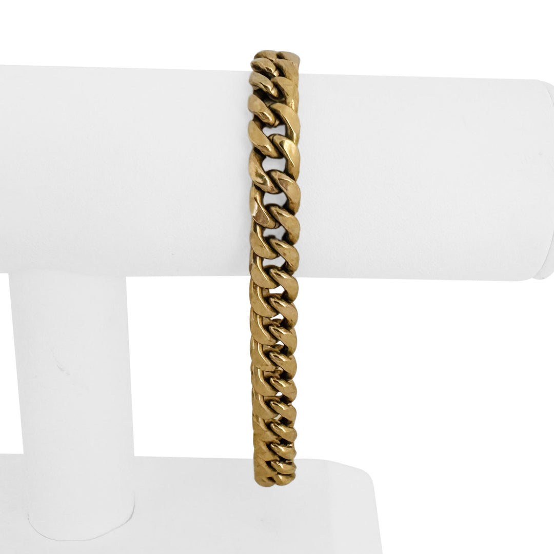 14k Yellow Gold 21.4g Semi Solid 9mm Men's Vintage Curb Link Bracelet 8.75"