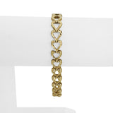 14k Yellow Gold 10.6g Solid Diamond Cut 8.5mm Heart Link Bracelet 7"