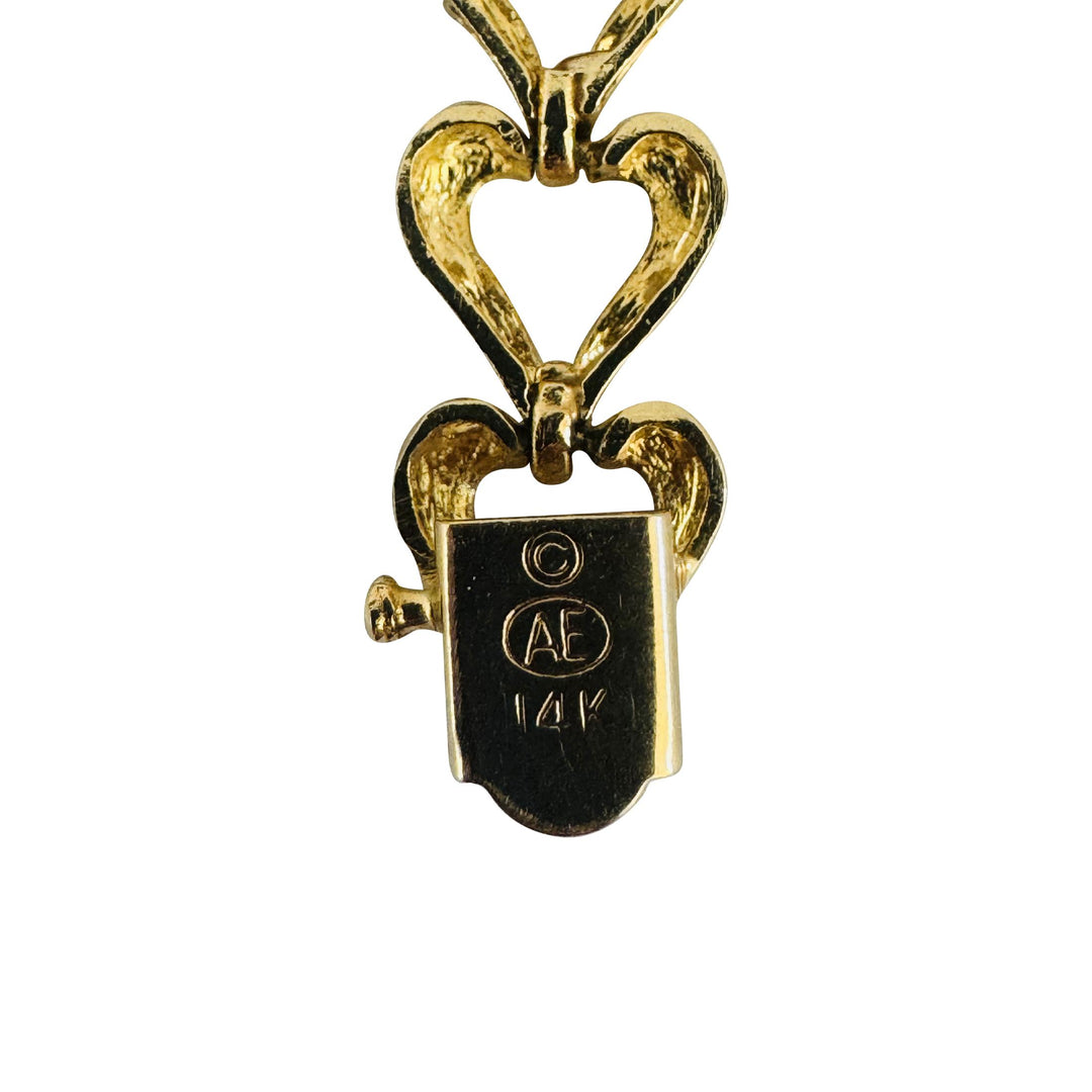 14k Yellow Gold 10.6g Solid Diamond Cut 8.5mm Heart Link Bracelet 7"