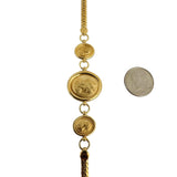 14k Yellow Gold 7.4g Portrait Medallion Flattened Curb Link Bracelet Italy 7.5"