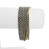 David Yurman Sterling Silver and 18k Yellow Gold Eight Strand Box Link Bracelet