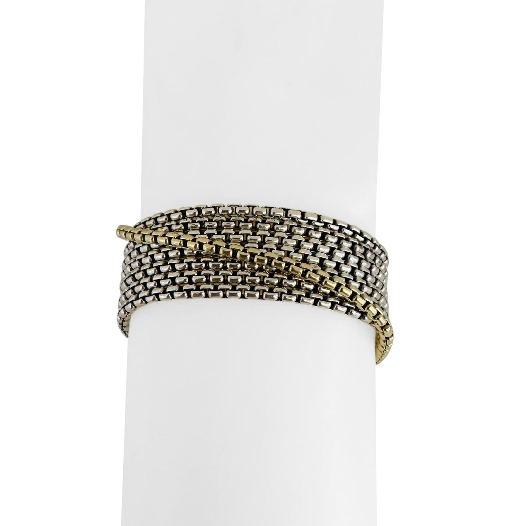 David Yurman Sterling Silver and 18k Yellow Gold Eight Strand Box Link Bracelet