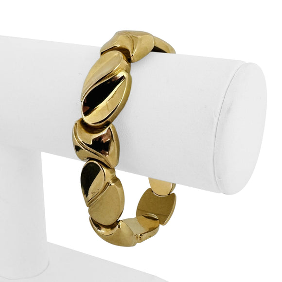 14k Yellow Gold 28.7g Ladies Thick 15mm Fancy Link Bracelet Italy 7.25